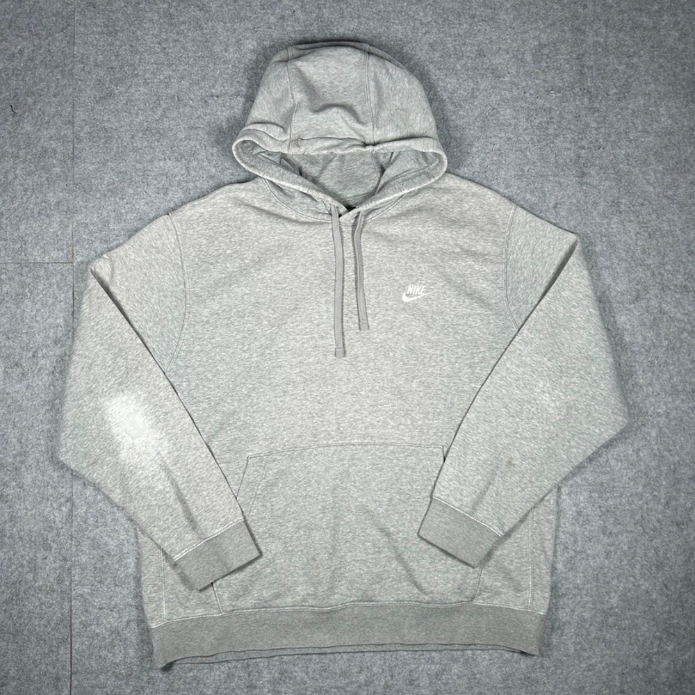 Nike Hoodie Men XL Gray Club Fleece Pullover Sportswear BV2654-063 Gym Active